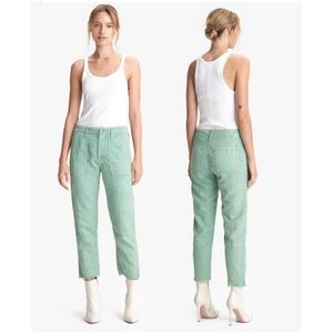 MOTHER The Shaker Chop Crop Pants Hedge Green NWT
